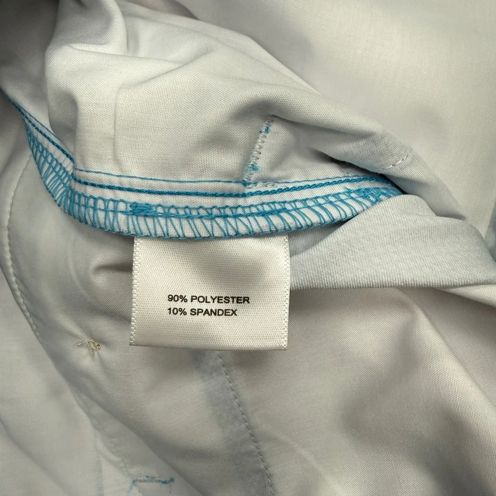 Peter Millar Crown Sport Mens 36 Teal Blue Geometric Fish Scale Golf Shorts 9in